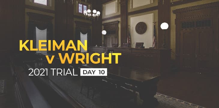 在佛罗里达州中本聪案庭审的第十天，原告已向法庭提交所有与Kleiman诉Wright案相关的证据
